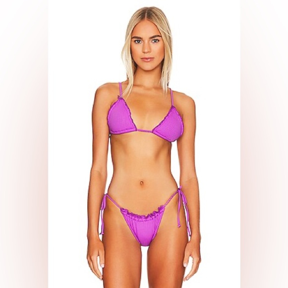 NWT The Frill Tie Eco Bikini Top in Violet Rib
IT'S NOW COOL